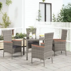 MAISON EXCLUSIVE - Chaises de jardin avec coussins lot de 4 résine tressée gris