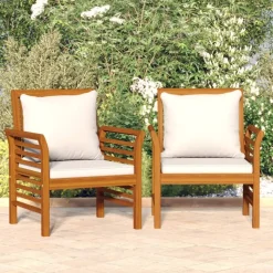 MAISON EXCLUSIVE - Chaises de canapé et coussins blanc crème lot de 2 bois acacia