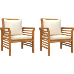 MAISON EXCLUSIVE - Chaises de canapé et coussins blanc crème lot de 2 bois acacia