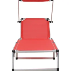 MAISON EXCLUSIVE - Chaises longues pliables et toit lot de 2 aluminium textilène