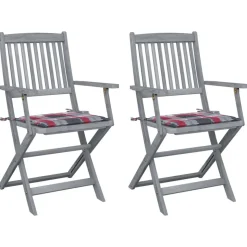 MAISON EXCLUSIVE - Chaises pliables d'extérieur lot de 2 et coussins bois d'acacia