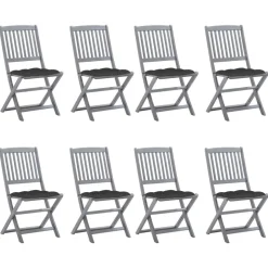 MAISON EXCLUSIVE - Chaises pliables d'extérieur lot de 8 et coussins bois d'acacia