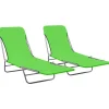 MAISON EXCLUSIVE - Chaises longues pliables lot de 2 acier et tissu vert