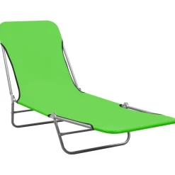 MAISON EXCLUSIVE - Chaises longues pliables lot de 2 acier et tissu vert