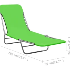 MAISON EXCLUSIVE - Chaises longues pliables lot de 2 acier et tissu vert
