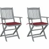 MAISON EXCLUSIVE - Chaises pliables d'extérieur lot de 2 et coussins bois d'acacia