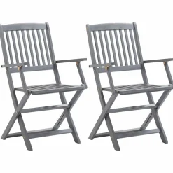 MAISON EXCLUSIVE - Chaises pliables d'extérieur lot de 2 et coussins bois d'acacia