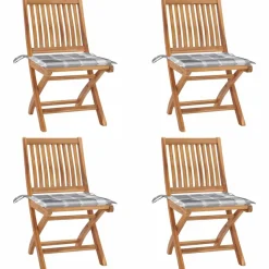 MAISON EXCLUSIVE - Chaises pliables de jardin avec coussins lot de 4 teck solide