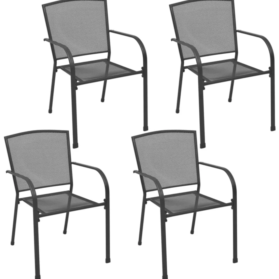 MAISON EXCLUSIVE - Chaises d'extérieur lot de 4 design maillé anthracite acier