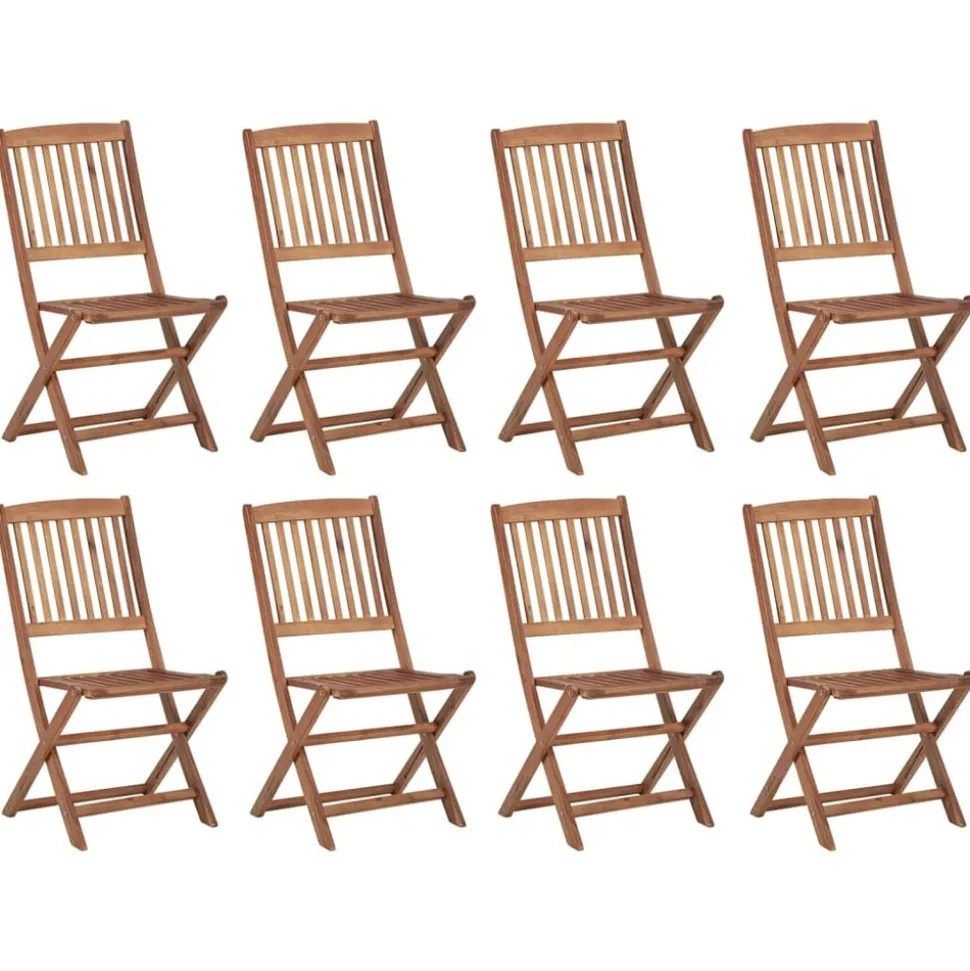 MAISON EXCLUSIVE - Chaises pliables d'extérieur et coussins lot de 8 bois d'acacia