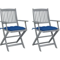 MAISON EXCLUSIVE - Chaises pliables d'extérieur lot de 2 et coussins bois d'acacia
