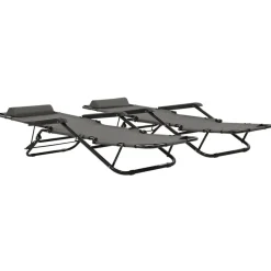 MAISON EXCLUSIVE - Chaises longues pliables 2 pcs avec repose-pied acier gris