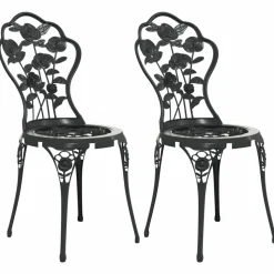 MAISON EXCLUSIVE - Chaises de bistro lot de 2 aluminium coulé noir
