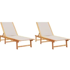 MAISON EXCLUSIVE - Chaises longues lot de 2 gris bois acacia solide et textilène