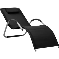 MAISON EXCLUSIVE - Chaises longues textilène lot de 2 noir et gris