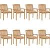 MAISON EXCLUSIVE - Chaises de jardin empilables avec coussins lot de 8 teck solide