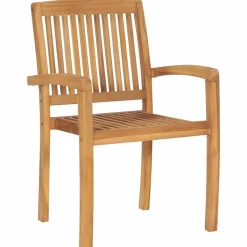 MAISON EXCLUSIVE - Chaises de jardin empilables avec coussins lot de 8 teck solide