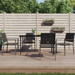 MAISON EXCLUSIVE - Chaises de jardin lot de 4 noir 54x62,5x89 cm résine tressée