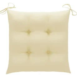 MAISON EXCLUSIVE - Chaises de jardin lot de 2 et coussins blanc crème teck massif