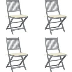 MAISON EXCLUSIVE - Chaises pliables d'extérieur lot de 4 et coussins bois d'acacia