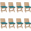 MAISON EXCLUSIVE - Chaises pliables de jardin avec coussins lot de 8 teck solide