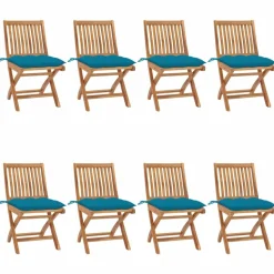 MAISON EXCLUSIVE - Chaises pliables de jardin avec coussins lot de 8 teck solide
