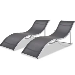 MAISON EXCLUSIVE - Chaises longues lot de 2 noir et gris