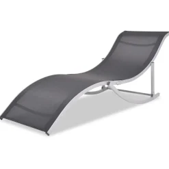 MAISON EXCLUSIVE - Chaises longues lot de 2 noir et gris