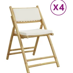 MAISON EXCLUSIVE - Chaises de bistro pliantes lot de 4 et coussins blanc crème