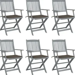 MAISON EXCLUSIVE - Chaises pliables d'extérieur lot de 6 et coussins bois d'acacia