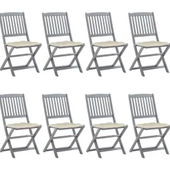 MAISON EXCLUSIVE - Chaises pliables d'extérieur lot de 8 et coussins bois d'acacia