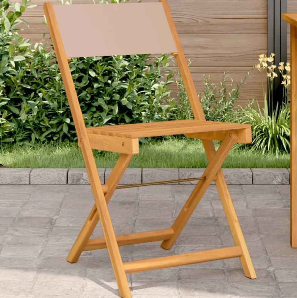 MAISON EXCLUSIVE - Chaises de bistrot lot de 2 taupe bois d'acacia massif et tissu