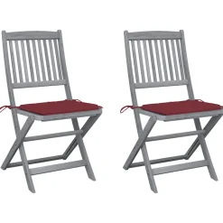 MAISON EXCLUSIVE - Chaises pliables d'extérieur lot de 2 et coussins bois d'acacia