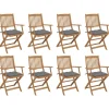 MAISON EXCLUSIVE - Chaises pliables d'extérieur et coussins lot de 8 bois d'acacia