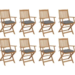 MAISON EXCLUSIVE - Chaises pliables d'extérieur et coussins lot de 8 bois d'acacia