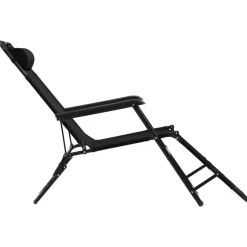 MAISON EXCLUSIVE - Chaises longues pliables 2 pcs avec repose-pied acier noir