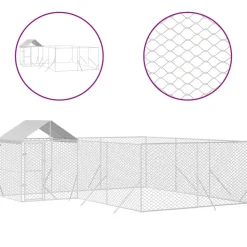 MAISON EXCLUSIVE - Chenil d'extérieur pour chiens avec toit argenté 6x6x2,5 m