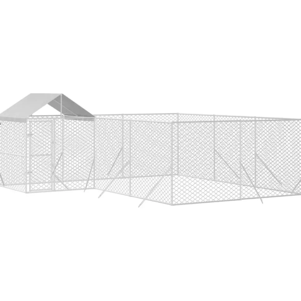 MAISON EXCLUSIVE - Chenil d'extérieur pour chiens avec toit argenté 6x6x2,5 m