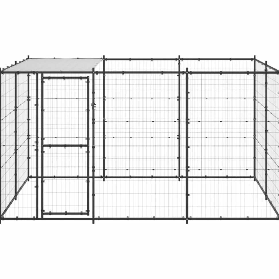 MAISON EXCLUSIVE - Chenil extérieur acier avec toit 7,26 m²