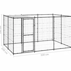 MAISON EXCLUSIVE - Chenil extérieur acier avec toit 7,26 m²