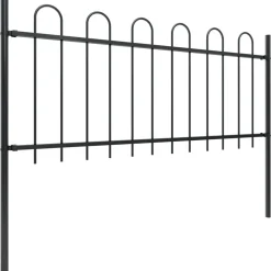 MAISON EXCLUSIVE - Clôture de jardin avec arceau en acier 1426 x 80 cm noir