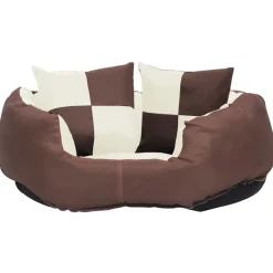 MAISON EXCLUSIVE - Coussin réversible lavable de chien marron et crème 65x50x20 cm