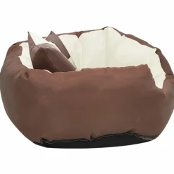 MAISON EXCLUSIVE - Coussin réversible lavable de chien marron et crème 65x50x20 cm