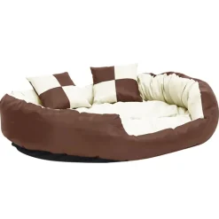 MAISON EXCLUSIVE - Coussin réversible lavable de chien marron et crème 110x80x23cm