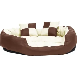 MAISON EXCLUSIVE - Coussin réversible lavable de chien marron et crème 110x80x23cm