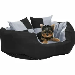 MAISON EXCLUSIVE - Coussin réversible lavable pour chien gris et noir 65x50x20 cm