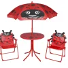 MAISON EXCLUSIVE - Jeu de bistro avec parasol pour enfants 3 pcs rouge