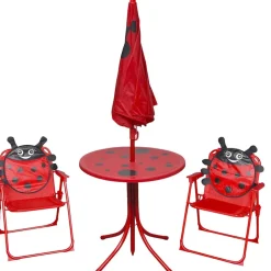 MAISON EXCLUSIVE - Jeu de bistro avec parasol pour enfants 3 pcs rouge