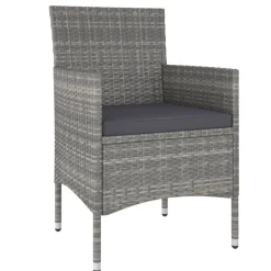MAISON EXCLUSIVE - Jeu de chaise et tabouret de jardin 4 pcs résine tressée gris