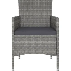 MAISON EXCLUSIVE - Jeu de chaise et tabouret de jardin 4 pcs résine tressée gris